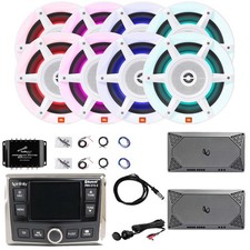 Infinity PRV-315.2 Hole Mount Receiver, 8x 8" 500W Speakers, 2x Amp, Splitter