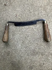 Unusual Vintage Draw Knife 6”Hand Tool Wood Handle with brass Ferrules & Hoop