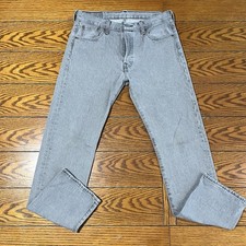 Levi  s 501 Jeans Men  s 30 X 32 Gray Denim Button Fly Straight Leg