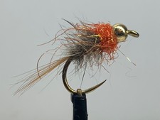 Hairs Ear Orange Sparkle Nymph Trout Flies X 3 Size 12 Barbless Hooks