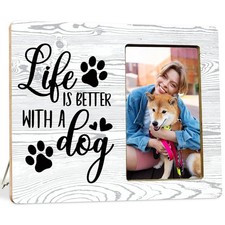 Life Is Better With A Dog Wood Photo Frame, Memorial Picture Frame for Pet Lo...