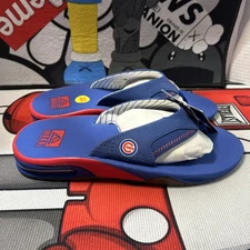 Chicago Cubs Reef Fanning X MLB Flip Flops Men’s 10 Bottle Opener Blue/Red Logo