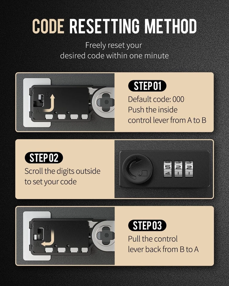 Combination Lock Resettable Digital Security Storage Box Steel Key Organizer - Image 4 of 4
