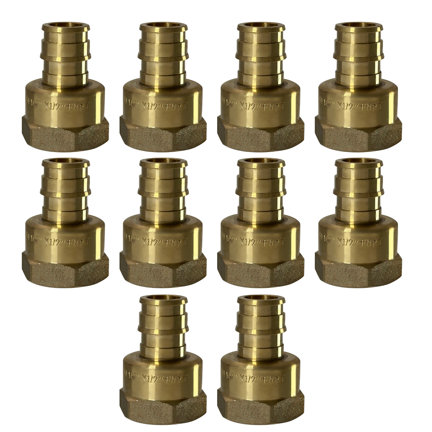 10 Pack XFITTING 1/2" Pex A x 1/2" Female NPT Expansion Adapter, F1960