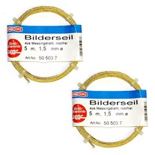 Conacord Fotoleine Bilderseil Fotodraht Messingdraht 2x5m Ø1,5mm gold rostfrei