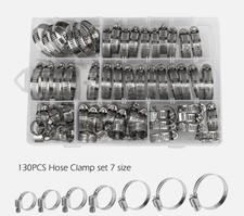 130pcs Adjustable Hose Clamps Worm Gear Stainless Steel Clamp Assortment set
