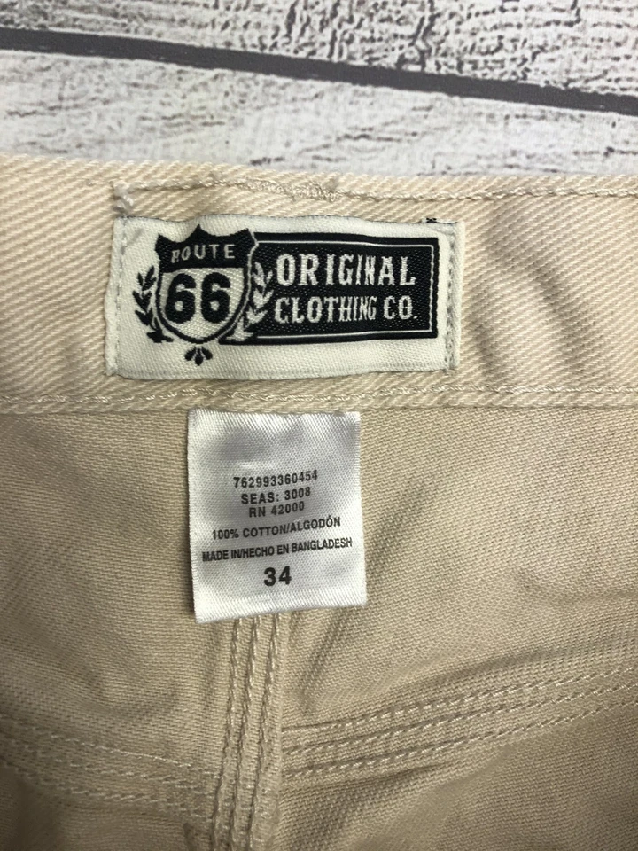 Pantalones Cortos Route 66 Para Hombre 34 Caqui Beige Algodón Informal Clásico Bolsillo Verano Duradero Foto 3 de 4