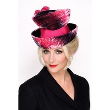 VTG 1950s Mr John Jr Red Pink Black Velour Church Hat Box