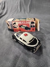 Vintage Tin FRICTION Toy Police Car S-1011, Japan, S.S.S.TOYS. WITH ORIG BOX