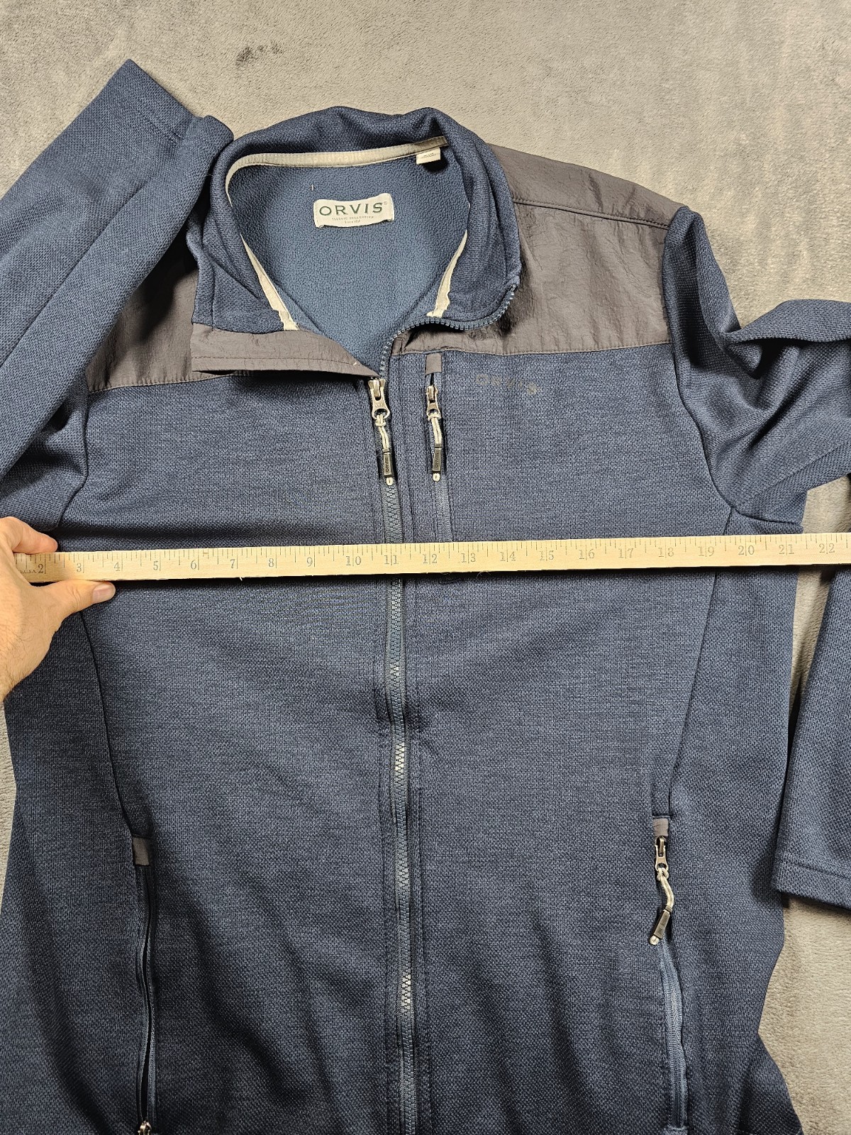 Orvis Softshell Jacket Blue Full-Zip Pockets Flee… - image 6