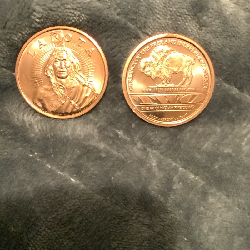 Lakota 1 AVDP oz .999 Fine Copper Round Fantasy Issue Coin Uncirculated