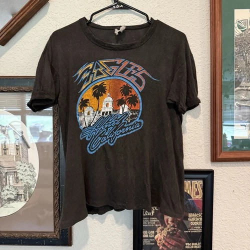 The Eagles & Steve Miller Band RARE Black Tour 1970s vintage concert t-shirt, vintage, size M, single stitch, B+ condition