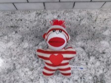 Galerie Sock Monkey, Plush, Red White, Heart Design, Vintage, 6"
