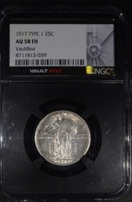 1917 Type 1 Standing Liberty Quarter "NGC 58 FH"
