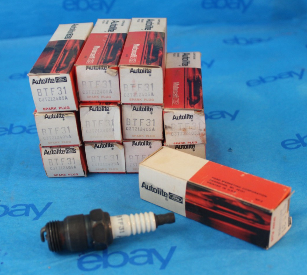 Vintage NOS 12 Autolite Motorcraft Ford BTF31 Spark Plugs