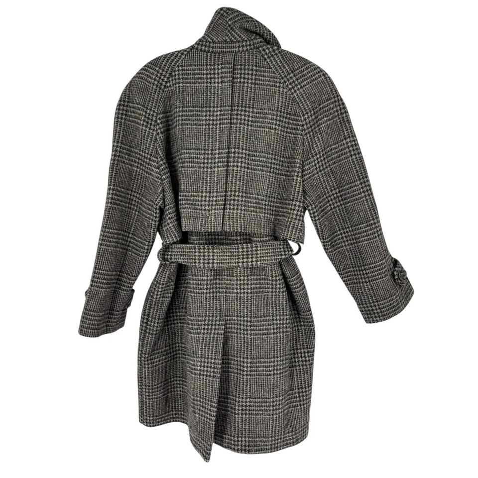 Vintage John Weitz 100% Pure Wool Trench Coat Glen Plaid Mens Old Money Classic - Image 3 of 4