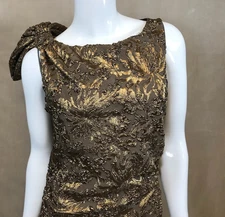 NWT Carolina Herrera New York Sleeveless Gold Formal Evening Dress, Size 10