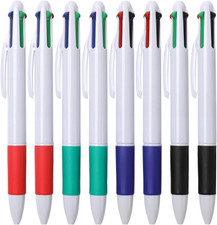 8-Count Multicolor Ballpoint Pen 0.7, 4-In-1 Colored Pens in Red, Blue, Green an
