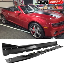 Fits 10-15 Chevy Camaro IKON V3 Style Side Skirts Bottom Guard Gloss Black PP