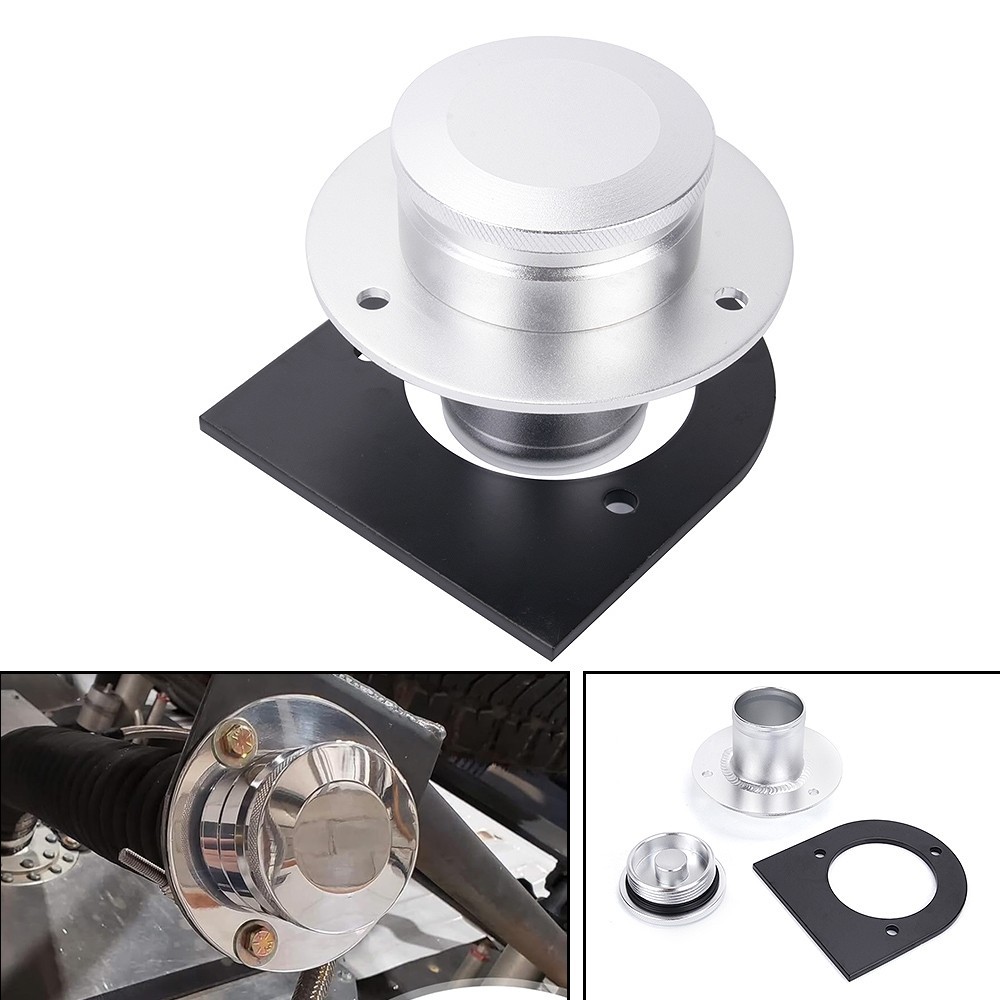 Remote Fuel Tank Filler Neck For 2" Hose with Cap w/ Black Mount Bracket 17-2530