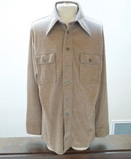 VINTAGE MEN S 1970 s LEVIS PANATELA LARGE LAPEL TAN KNIT SHIRT - EXTRA LARGE