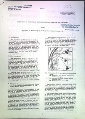 Eleven years of precipitation measurements above a small pole wood pine stand; J