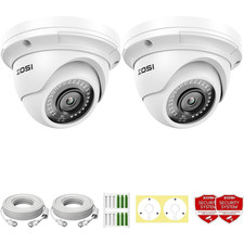 ZOSI 5MP 2PK POE Add-on Dome Camera With 18.3m Etherent Cables IP66 Night Visoin