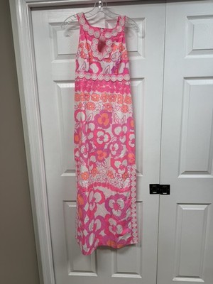 LILLY PULITZER DIDI MAXI DRESS Pansey Dance neon Guipure crochet lace Vintage 2