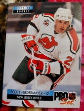 NHL Pro Set 1992-93 Rookie Scott Niedermayer New Jersey Devils Hockey Card. rookie card picture