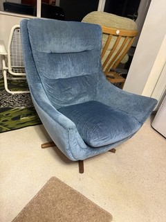 Parker Knoll Statesman / Ambassador Blue Velvet Fabric Vintage Retro Midcentury