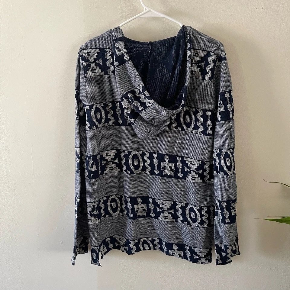 Obey Propaganda Baja Hoodie Womens Medium Blue Striped Pullover Boho Surf Skate - Image 2 of 4