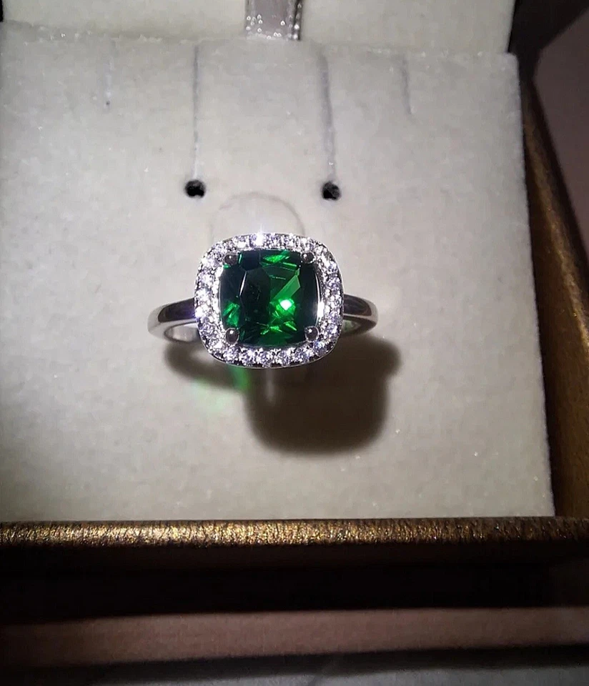 Anello Argento S925 Con Smeraldo Taglio Cushion - Immagine 3 di 4