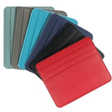 Slim PU Leather ID Card Holder Multi Slot Credit Card Case Business Wallet