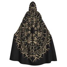 Women Men Adults Full Length Hooded Cloak Cape with Hooded for Halloween Cosp...