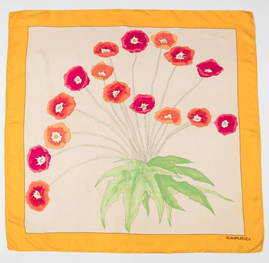Foulard Vintage Roberto Capucci En Soie 100% - Motif Floral Multicolore - Occasion Bon état