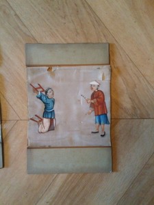 3 CHINESE Antique Rice Paper - Pith Paintings - FIGURES -19TH Century