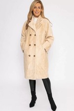 J'aime La Vie Paris Vivienne Jacket Fur Coat Buttoned Longline Cream Size S New