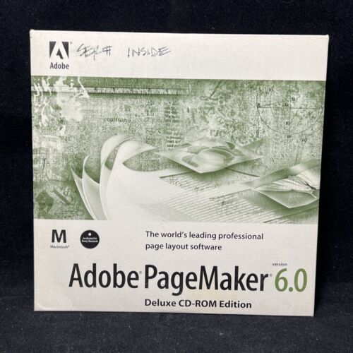 CD-ROM vintage rare Adobe PageMaker 6.0 Deluxe (Apple Macintosh) avec série # - Photo 1/6