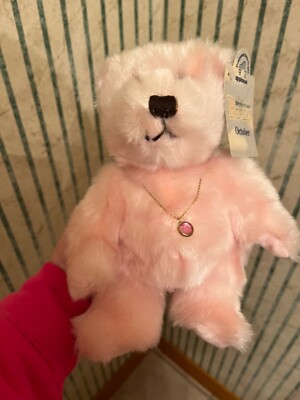 Applause Baby Bear Pink October Birthstone Plush Stuffed Animal Toy