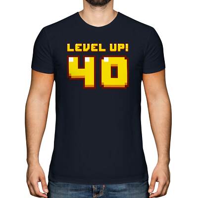 LUSTIGES GESCHENK ZUM 40. GEBURTSTAG FÜR GAMER HERREN T-SHIRT TOP LEVEL UP 40 GEEK GESCHENK