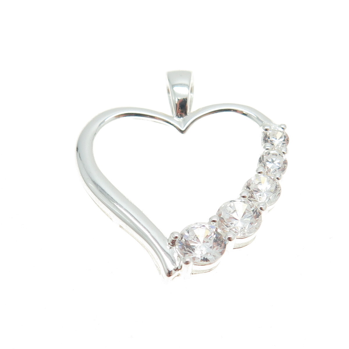 HAN 925 Sterling Silver Round-Cut C Z Heart Pendant View 4