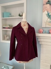 Vintage Women  s Jacket Wine Burgundy Wool Peplum Pleated Double Breasted Fitted