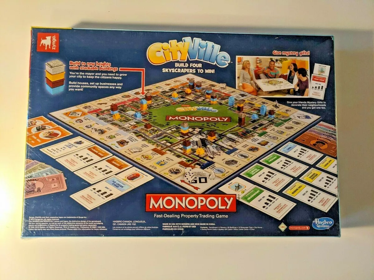 CityVille Monopoly, Fast-dealing property trading board game, Hasbro  Gaming, 8+