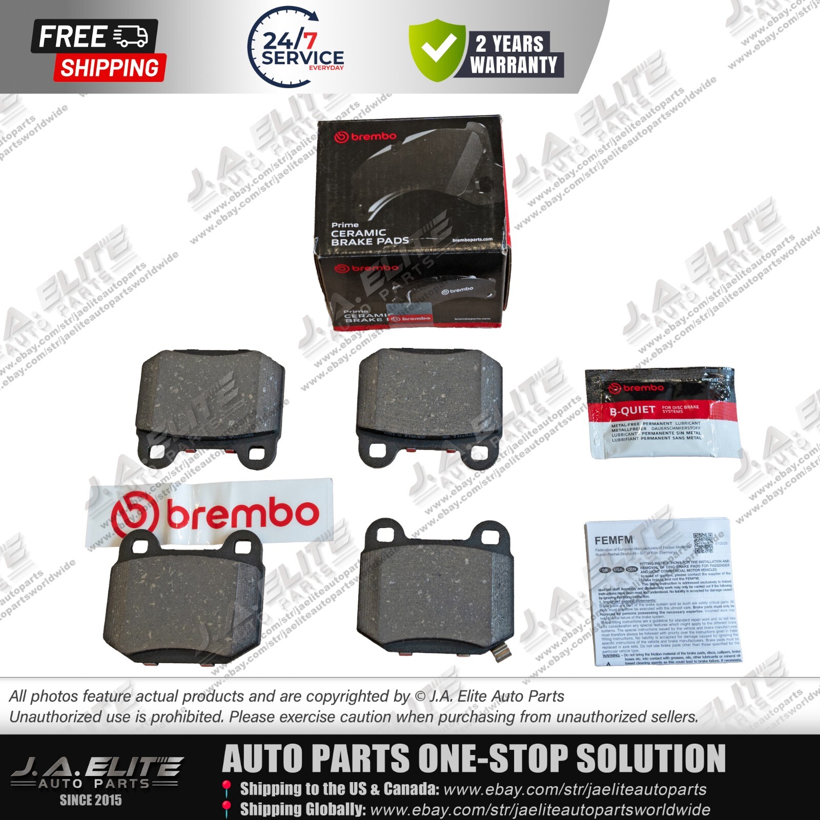Genuine Brembo Rear Brake Pads Set for Maserati Quattroport 2005-2006, 673010320