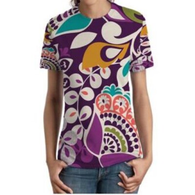 New Women's T-Shirt Floral Art Tshirt Polyester Fullprint Size S to 3XL