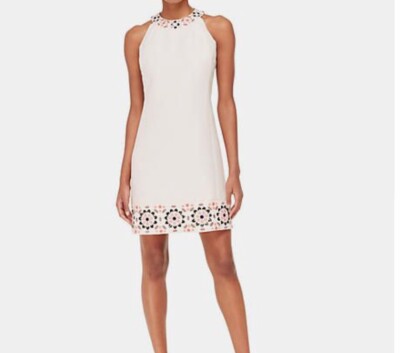 NWT Kate Spade Mosaic Embellished Shift Pearl Pink Dress, Size