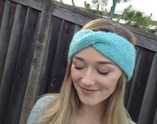 Sky Blue Twisted Cable Knit Headband/Earwarmer READY TO SHIP 