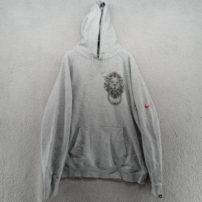 Nike Sweatshirt Mens XXL Gray Heather Lebron James Lion Logo Pullover Hoodie*