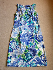 Womens Dress-CHAPS RALPH LAUREN-blue/ivory/grn floral cotton Clueless Preppy-6