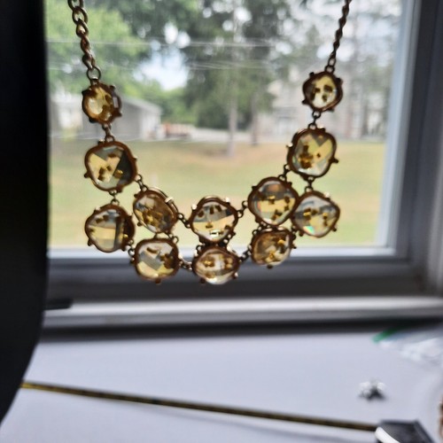 Vintage MCM 70s Lucite Bib Necklace Statement Goldtone Flecks - Picture 2 of 6